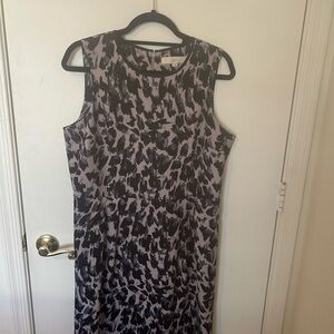 LOFT Gray and Black Sheath Midi Dress